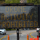 A sign warning drone activity prohibited.